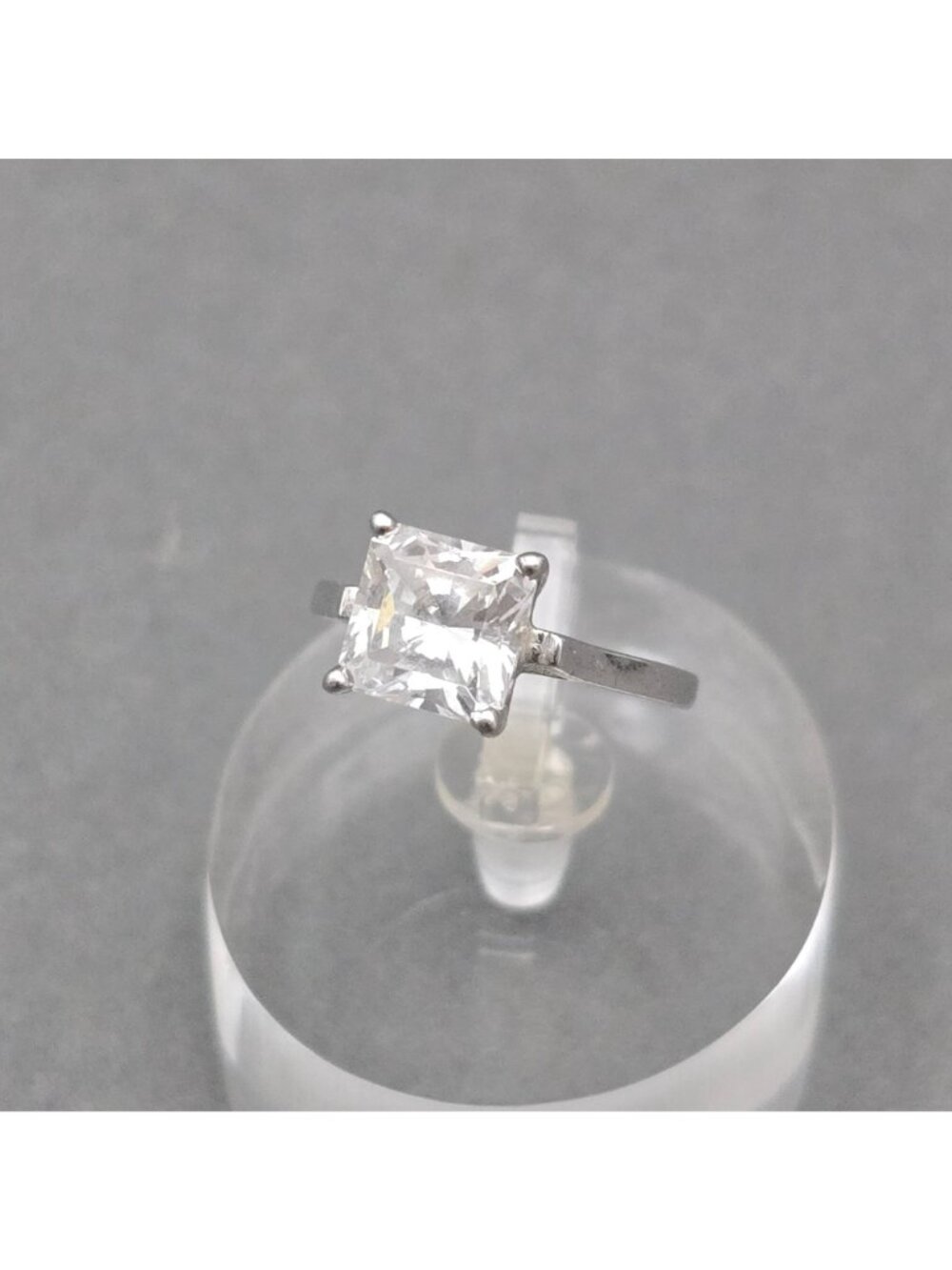 Sterling Silver CZ Princess Cut Solitaire Ring Size 6 Minimalist Wedding Band - Picture 12 of 12
